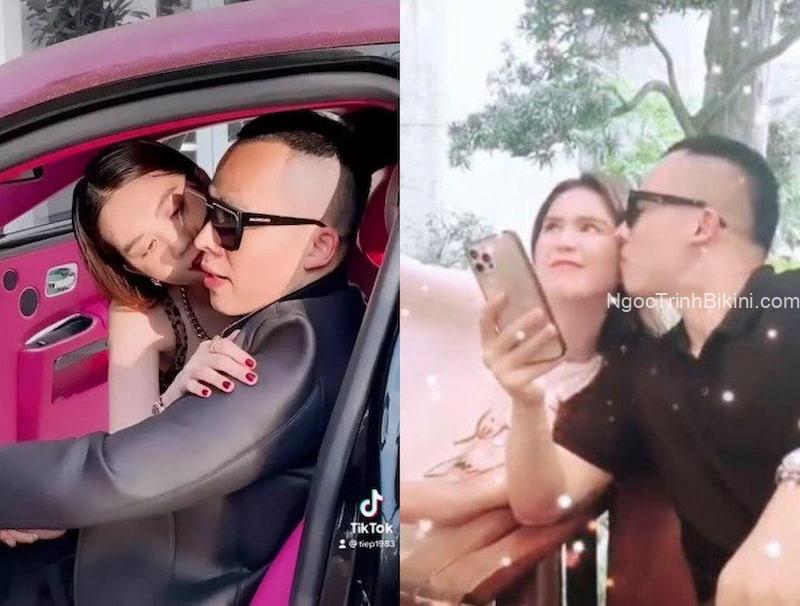Ngọc Trinh cùng Vũ Khắc Tiệp tình cảm với nhau trên xe