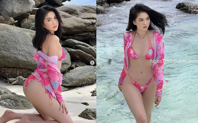 Vú bự, lồn khít trong bikini hồng cực táo bạo