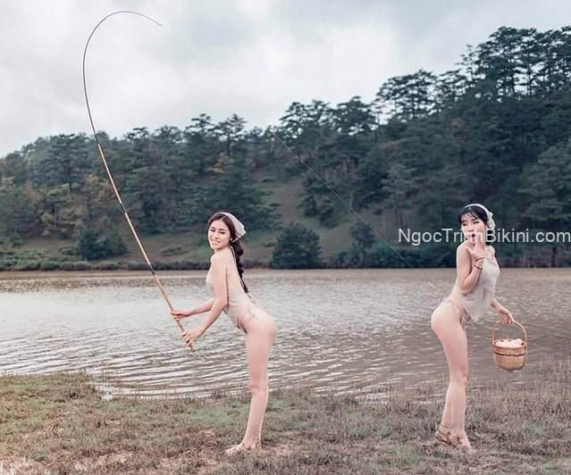 Ngắm ảnh gái xinh khỏa thân khi câu cá